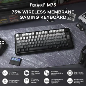 Wireless Membrane Gaming Keyboard with Knobs